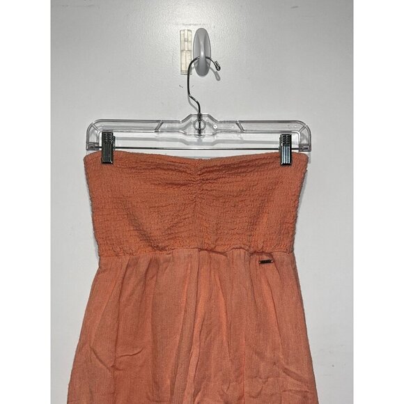 Volcom Peach  Strapless Smocked High-Low Pull On Unlined Women's Dress Size S - Picture 3 of 9